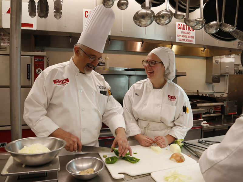 Students in CCAC’s Culinary Arts programs gain hands-on skills alongside instructors with industry experience.