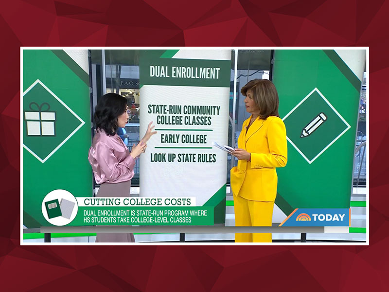 On a recent episode of the Today Show, correspondent Vicky Nguyen presented in front of a screen reading "Dual Enrollment: State-Run Community College Classes, Early College."