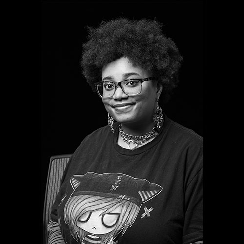 A black and white headshot of Autumn Crown