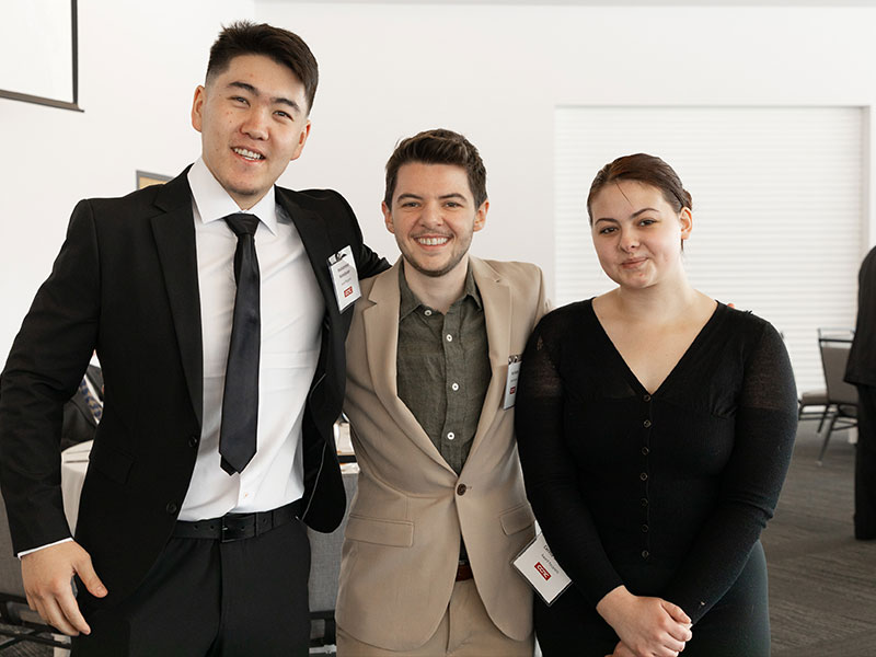 (L to R) CCAC student scholarship recipients Mukhammed Mamatysaev, Savy Dunlevy and Ceresa Morsaint were featured as part of the program during the CCAC Educational Foundation’s annual luncheon.