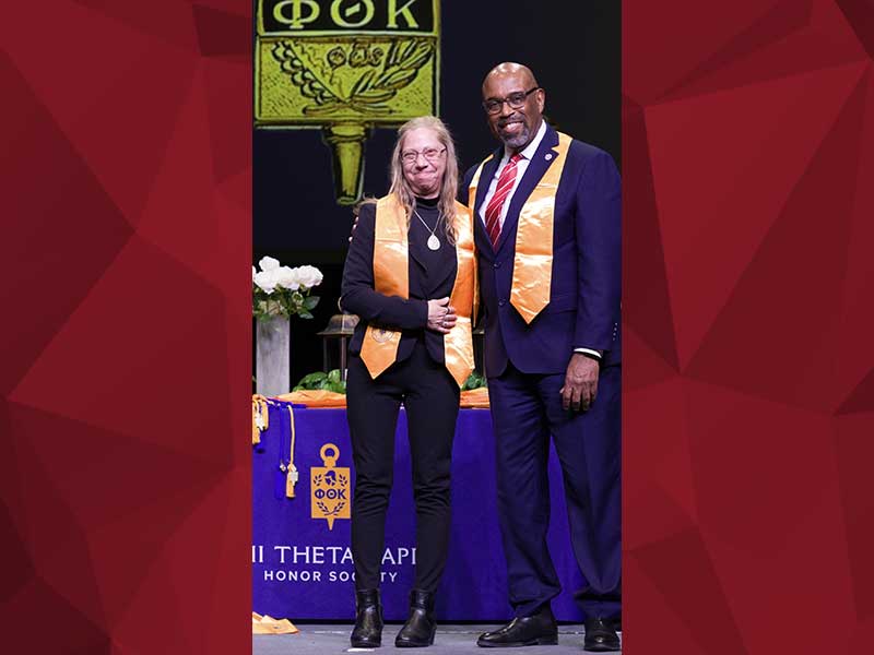 Lori Rupp, a student in the CCAC Dietetic Technician program, with Dr. Quintin Bullock, CCAC President during a Phi Theta Kappa event.