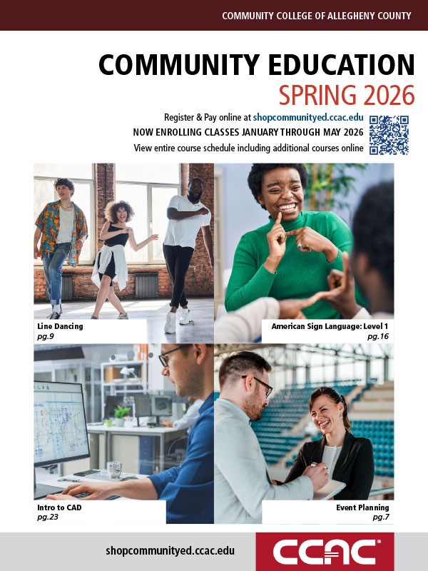 CCAC Community Education Catalog Spring 2026 cover.